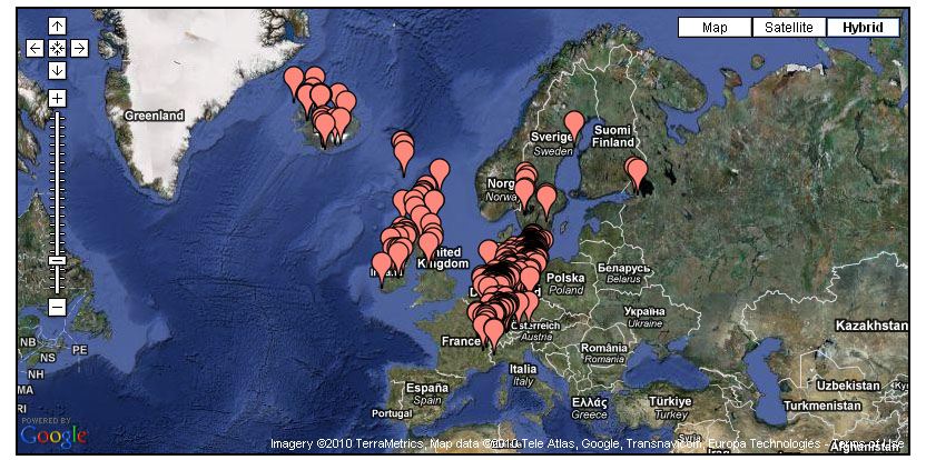 Tephra Map of Europe
